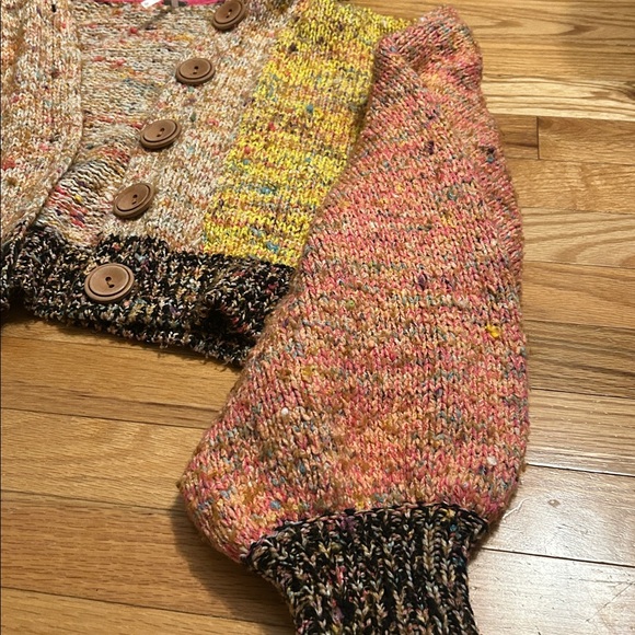 Free People Vibe Check Rainbow Multicolor Hoodie. Hooded knit cardigan. Small - Picture 2 of 10